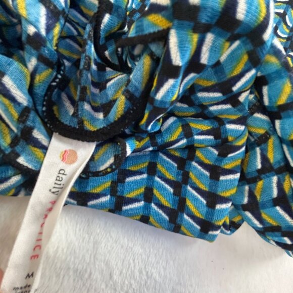 Daily Practice Anthropologie Womens Blue Yellow Chevron Long Sleeve Top Medium - Picture 3 of 8